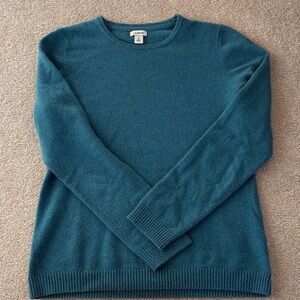 L.L. Bean Women’s Teal Crewneck Pullover Sweater Cashmere